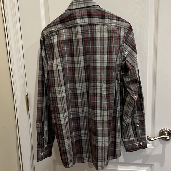 Kinloch Anderson Scotland Men’s Long Sleeve Red Gray Tartan Plaid size 16.5 - Picture 6 of 6